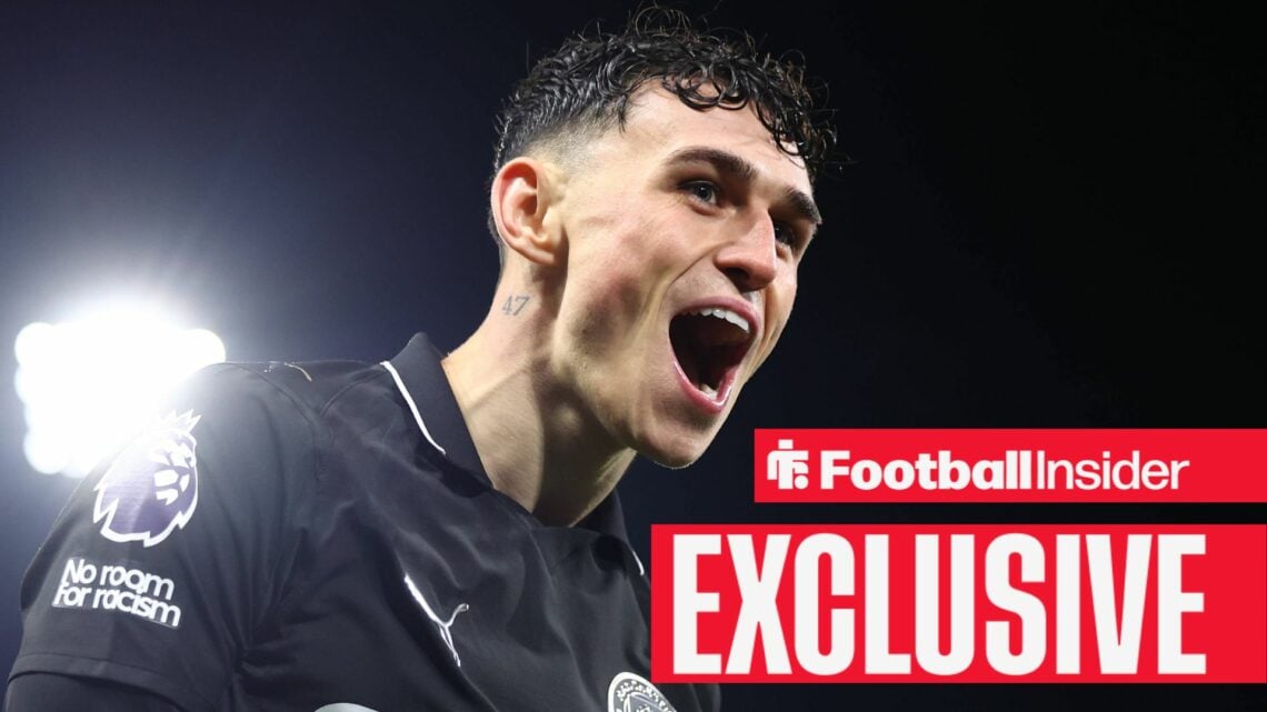 Phil Foden celebrating a goal for Manchester City.