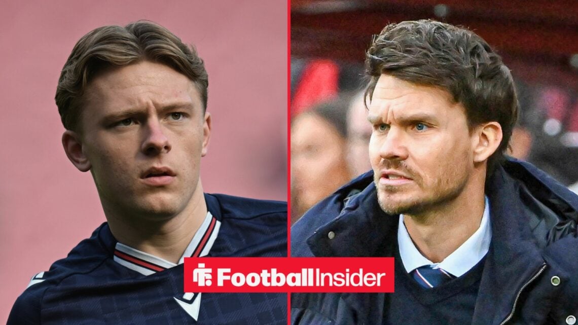 Split image of Dundee defender Luke Graham and Rangers manager Danny Rohl