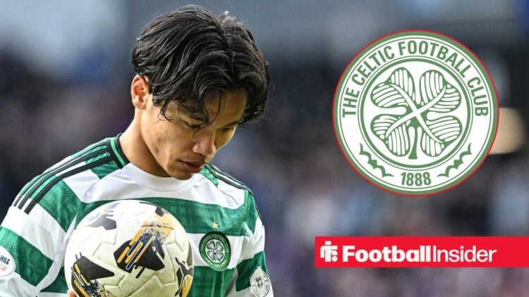 Reo Hatate of Celtic during the Scottish Gas Men s Scottish Cup Quarter-final match at Ibrox Stadium, Glasgow 08/03/2026 / Celtic badge