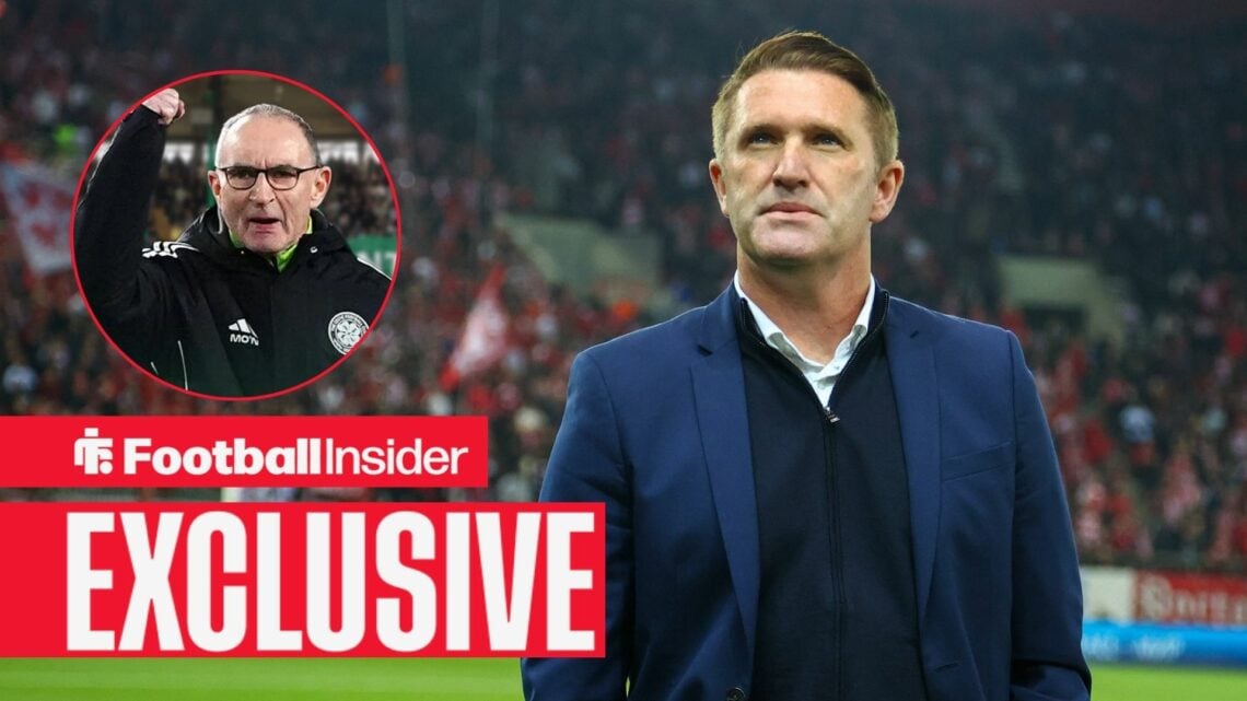 Football Insider exclusive as Robbie Keane stands on the touchline and looks towards Celtic manager Martin O'Neill, who punches the air in a circul...