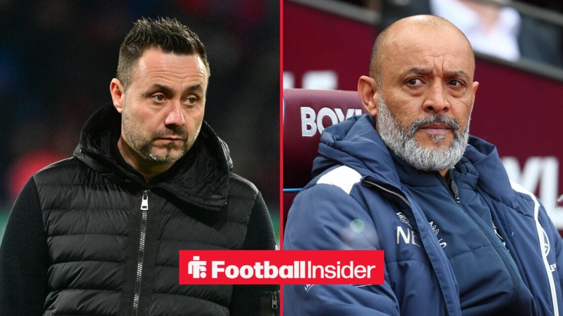 Roberto De Zerbi on left Nuno Espirito Santo on right