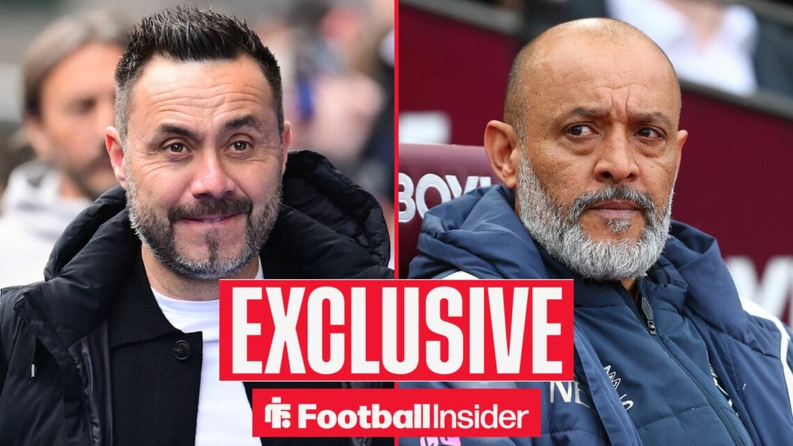 Tottenham manager Roberto De Zerbi alongside West Ham boss Nuno Espirito Santo