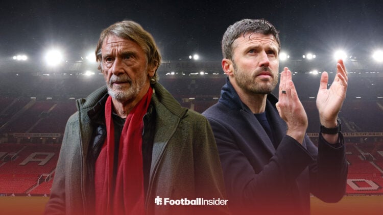 Man United co-owner Sir Jim Ratcliffe alongside interim manager Michael Carrick