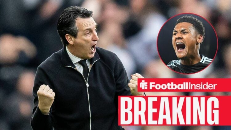 Unai Emery with Ollie Watkins included in a circular inset