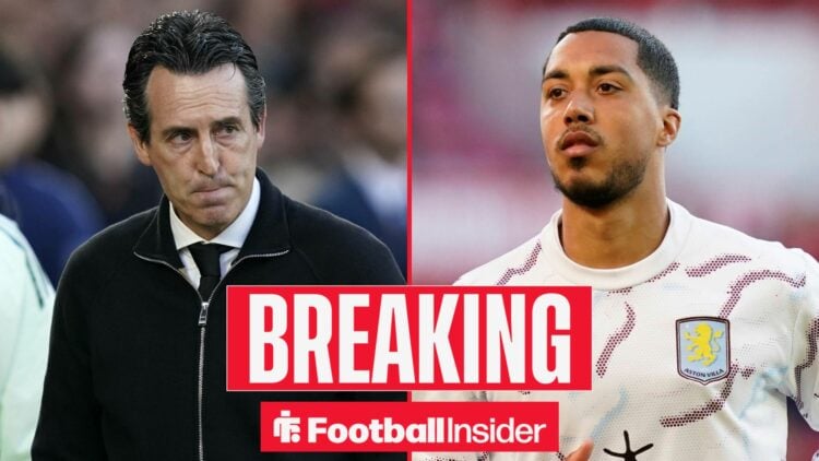 Unai Emery on the sidelines at Villa Park, with Youri Tielemans in action for Aston Villa