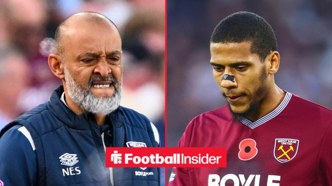 Split image of West Ham manager Nuno Espirito Santo and Jean-Cliare Todibo