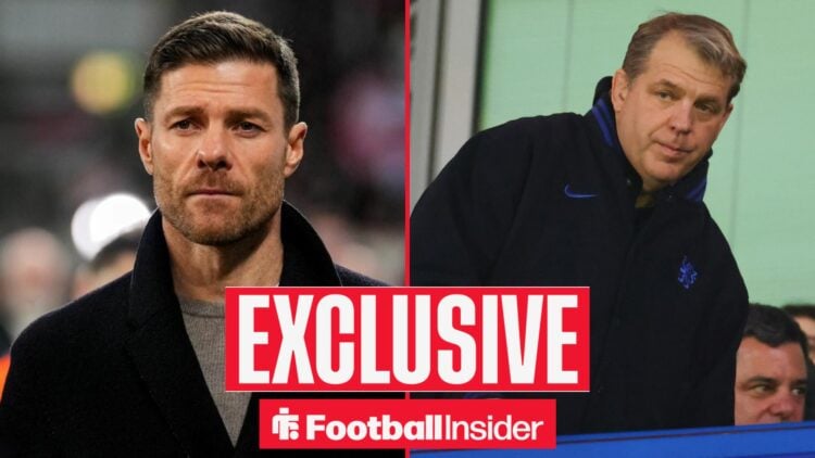 Chelsea manager Xabi Alonso alongside owner Todd Boehly