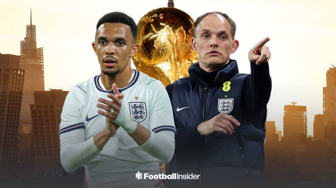 Real Madrid defender Trent Alexander-Arnold with England manager Thomas Tuchel and the World Cup