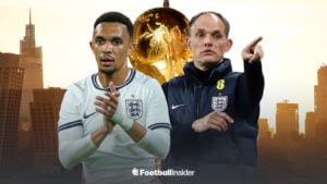 Real Madrid defender Trent Alexander-Arnold with England manager Thomas Tuchel and the World Cup