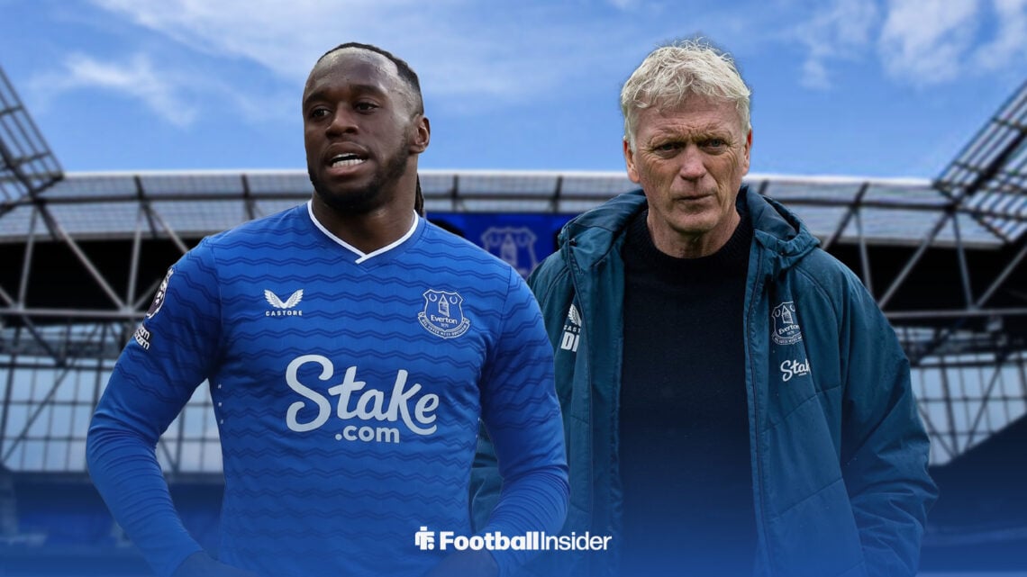 Aaron Wan-Bissaka and David Moyes at the Hill Dickinson Stadium
