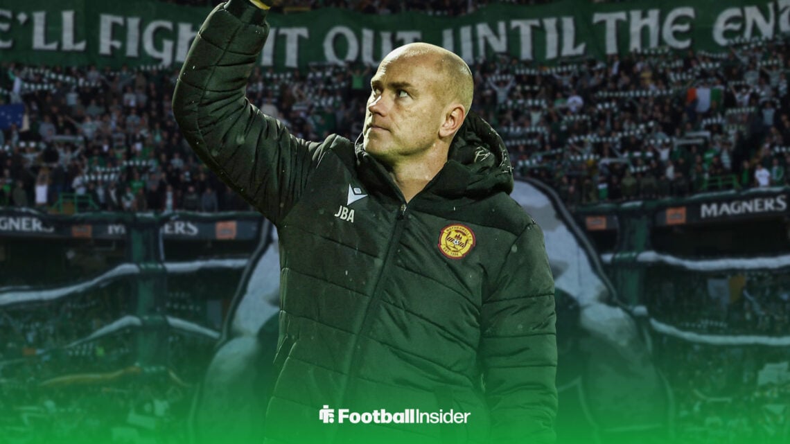 Motherwell manager Jens Berthel Askou celebrates