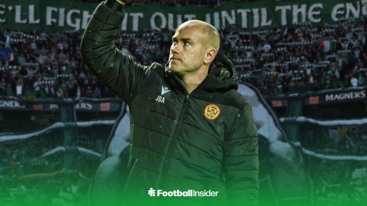 Motherwell manager Jens Berthel Askou celebrates