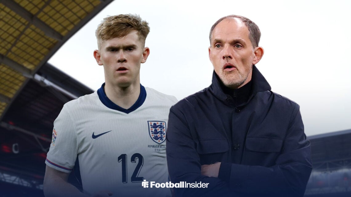 England and Newcastle defender Lewis Hall with England manager Thomas Tuchel