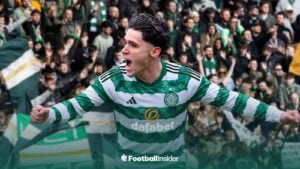 Soufiane El-Faouzi celebrating in Celtic kit