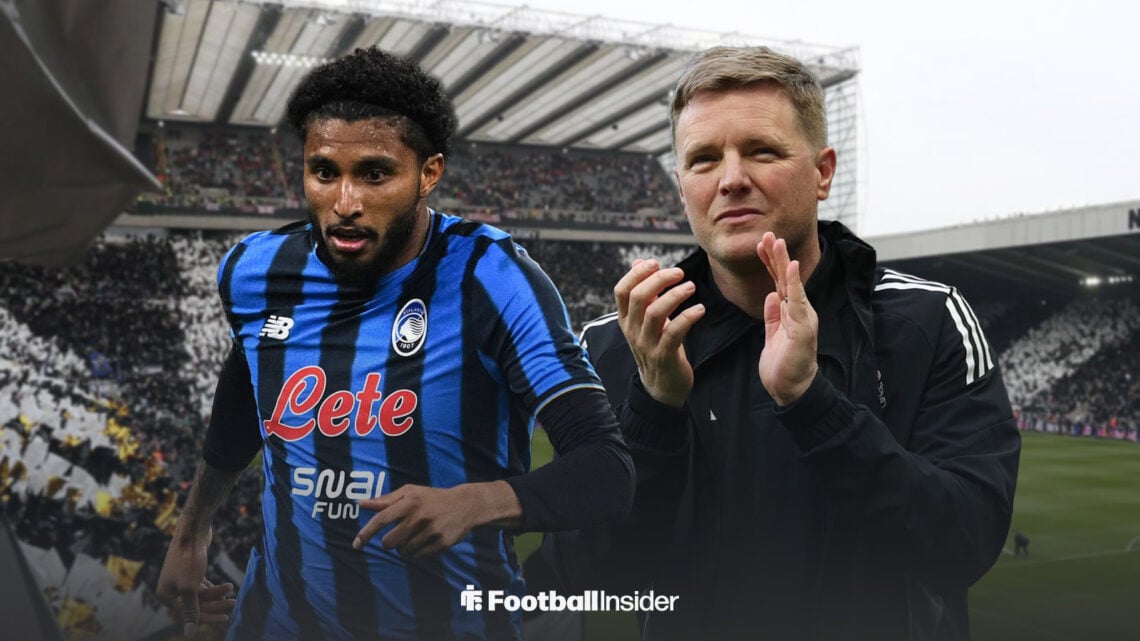 Atalanta midfielder Ederson with Newcastle United manager Eddie Howe claps