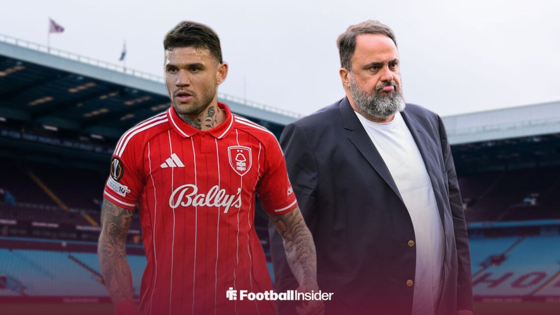 Nottingham Forest defender Morato with Evangelos Marinakis