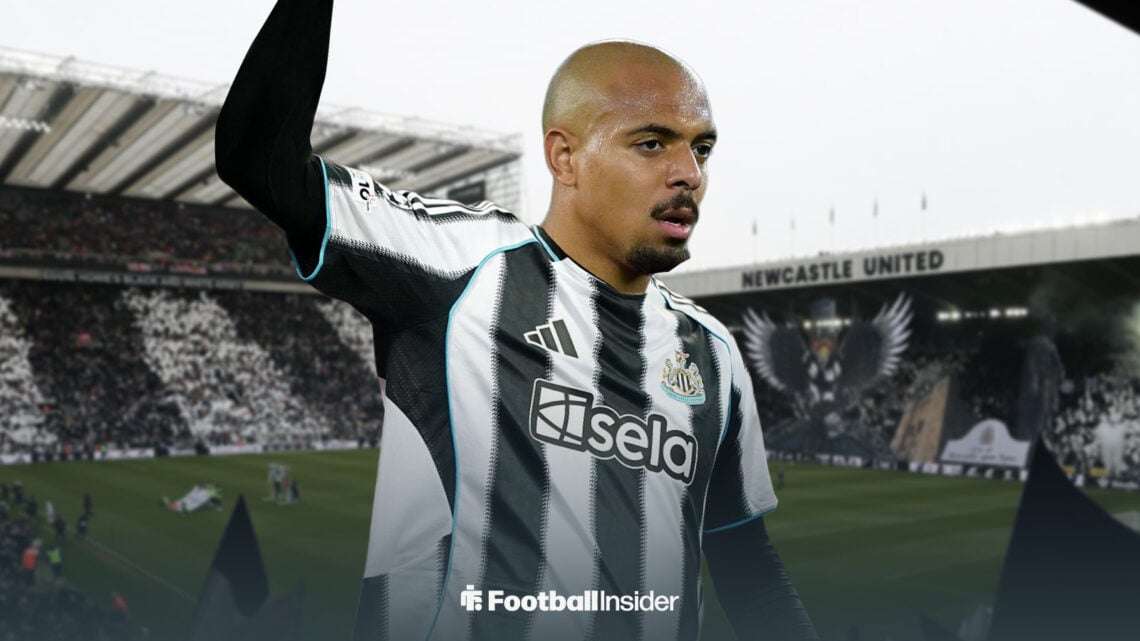 Roma forward Donyell Malen edited with Newcastle shirt