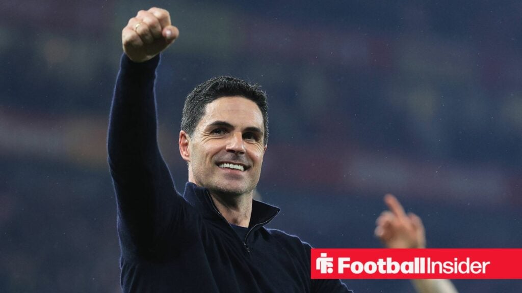 Arsenal manager Mikel Arteta celebrates at the Emirates
