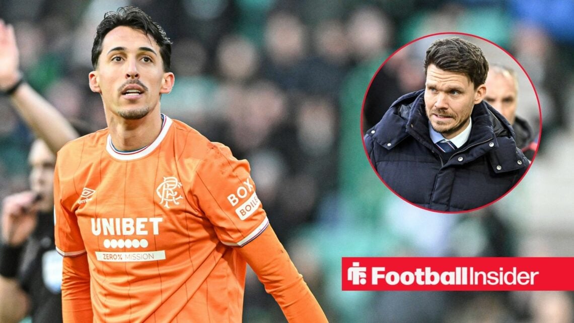 Bojan Miovski of Rangers looks dejected at full time during the William Hill Premiership match at Easter Road, Edinburgh 01/02/2026 / Danny Rohl of...