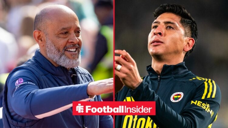 West Ham manager Nuno Espirito Santo smiles with Edson Alvarez inset