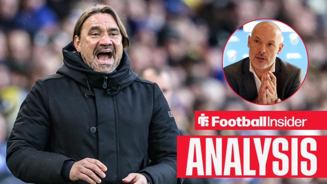 Daniel Farke manager of Leeds United gives his team instructions during the Premier League match Leeds United vs Aston Villa at Elland Road, Leeds,...