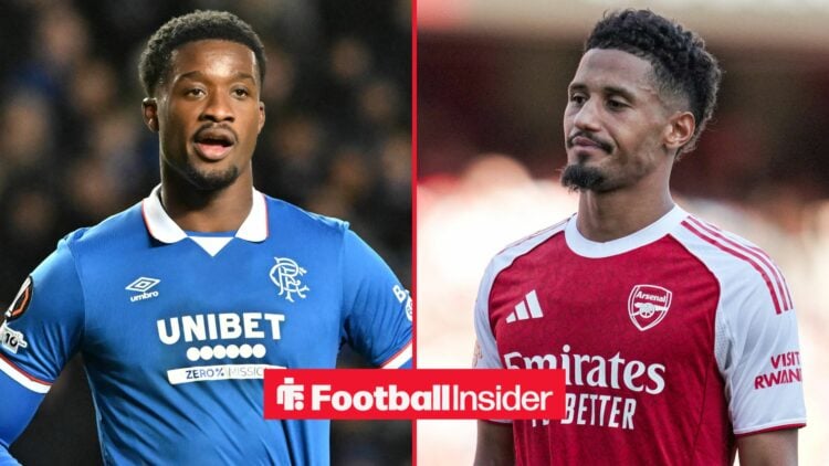 Emmanuel Fernandez of Rangers during the UEFA Europa League match at Ibrox Stadium, Glasgow / William Saliba of Arsenal during the Pre-season frien...