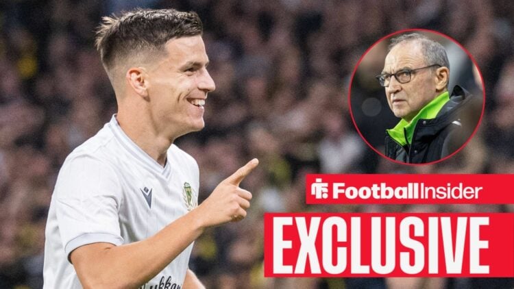 Football Insider exclusive as Gyor midfielder Milan Vitalis celebrates a goal, while Celtic manager Martin O'Neill watches from a circular inset.