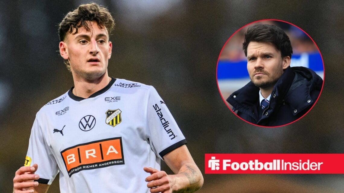 Silas Andersen under fotbollsmatchen i Allsvenskan mellan Mjällby och Häcken den 9 november 2025 i Hällevik. *** 251109 Häckens Silas Andersen duri...